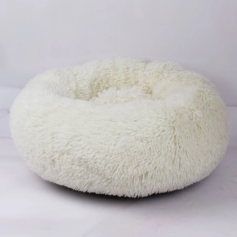  Soft Long Plush Pet Bed Cat Bed House Round Pet Dog Bed For Small Dogs Cats Nest Winter Warm Sleepi