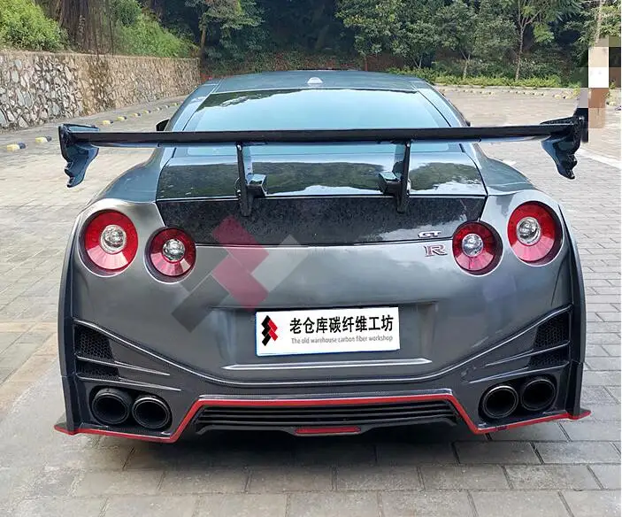 High Quality CARBON FIBER ROOF REAR WING TRUNK LIP SPOILER FOR Nissan R35 GT-R GTR 2008- Year N Style