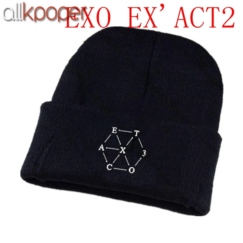 Allkpoper KPOP EXO Beanie шапки зимние теплые трикотажные шапки хип-хоп шляпа взрослые мужские резиновые шапочки унисекс