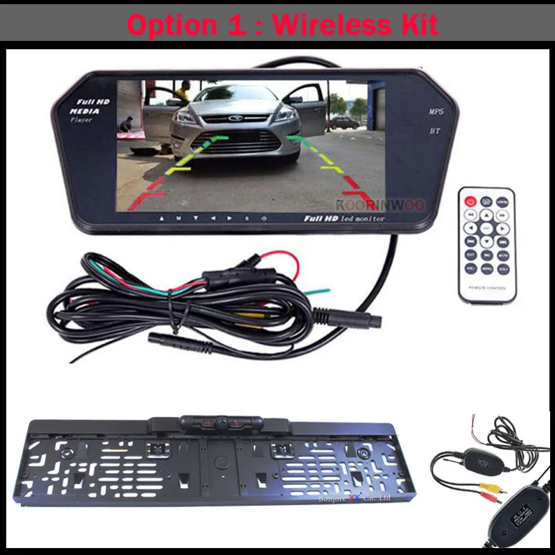 Koorinwoo1024P для sony CCD Автомобильная заднего вида монитор зеркало 7 дюймов медиа Bluetooth USB SD музыкальный плеер Реверсивный Camaera безопасности, парковочный TFT ЖК-дисплей NTSC PAL видео вход - Цвет: Option 1