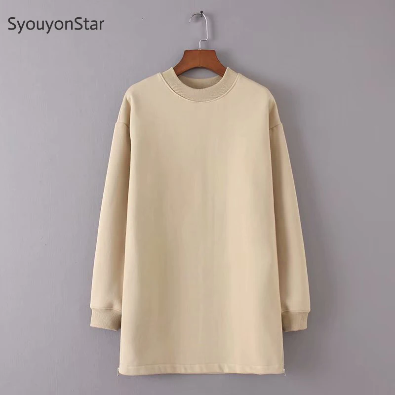 

Syouyonstar Autumn Long Sweatshirt Women Clothes 2019 Thick Fleece Hoodies sweatshirts Clothing