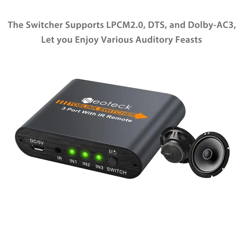 LiNKFOR SPDIF/Toslink Switcher 3x1 с ИК цифровым оптическим аудио переключателем 3 в 1 из SPDIF