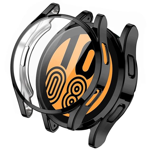 Case For Samsung Galaxy Watch 4 44MM 40MM, TPU All-Around Bumper Screen Protector Galaxy watch 4 cover Smart Watch Accessories black