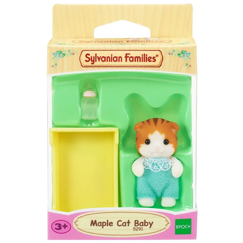 S01 Sylvanian Families клен кот ребенок w/бутылка кукольный домик животное пушистые игрушки Фигурки подарок для девочки Новинка 34128