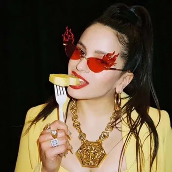 

2020 Unique design women metal frame PC lens fire sunglasses