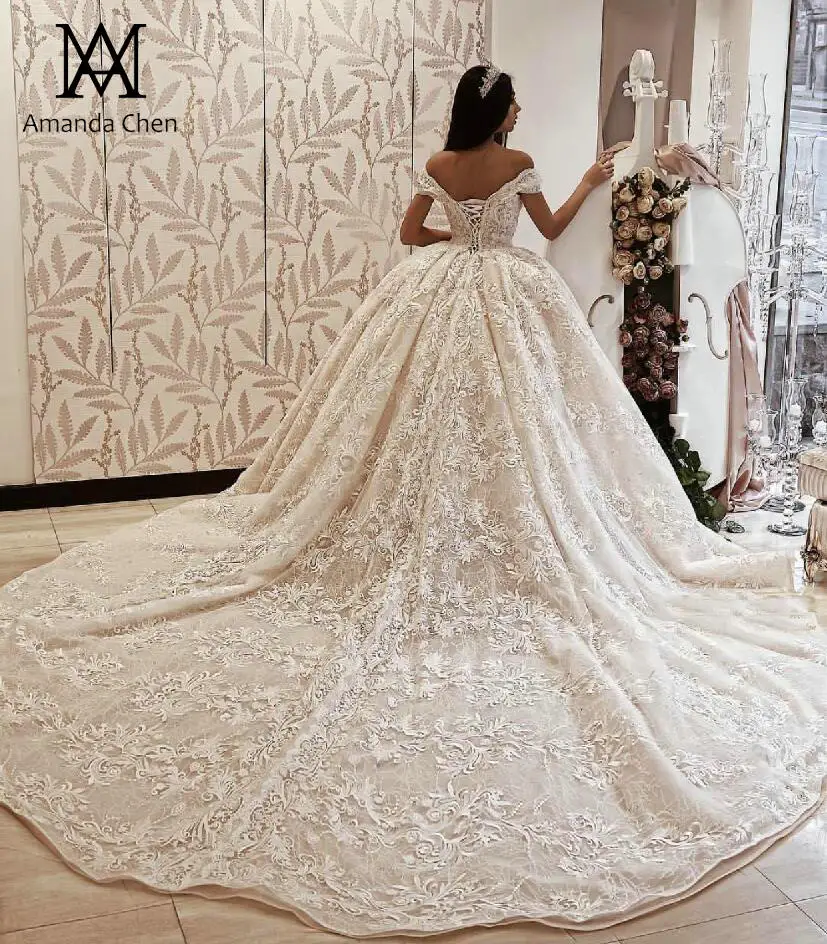 Robe mariage femme длинное кружевное свадебное платье с длинным шлейфом