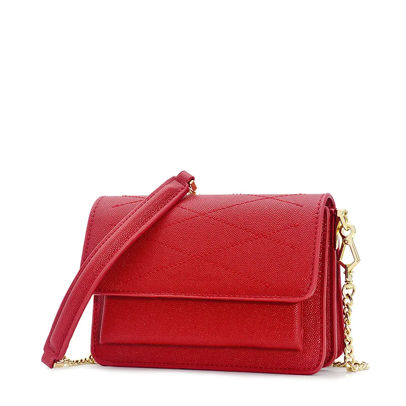 

Customizable Singapore Celebrity Style File Holder 2019 WOMEN'S Fashion Handbag Wide-Strap Solid Color Commuter Bag Chain Square