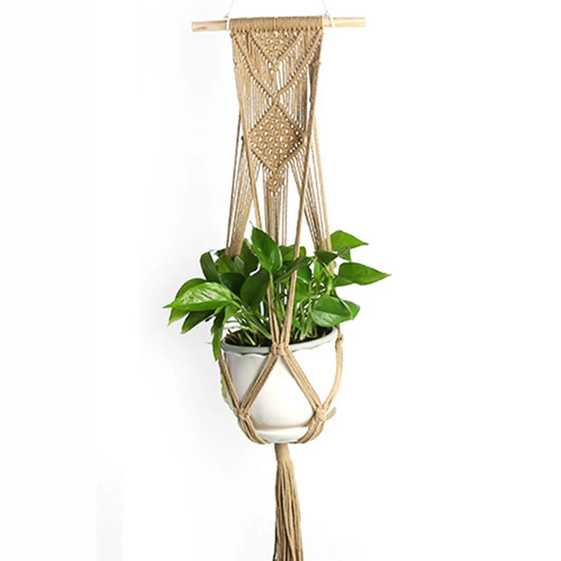

1 Piece Braided Rope Basket Home Decoration Modern Hanging Art Plant Holder Pot Hanger Plant Cages Supports