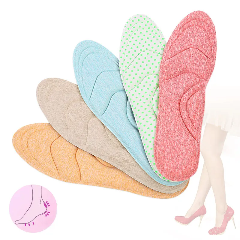

4D Flock Memory Foam Orthotic Insole Arch Support Orthopedic Insoles Massage Non-Slip Pad Ladies Breathable Sweat Shockproof Pad