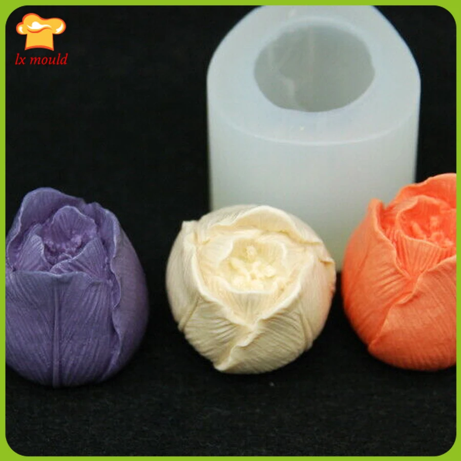 3D Тюльпан цветочная форма для мыла силиконовая форма для свеч шоколадный Фадж силиконовые формы