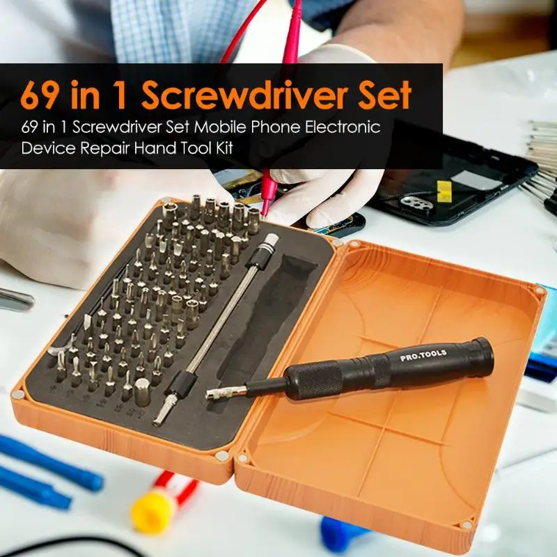 

69 in 1 Screwdriver Set Mobile Phone Electronic Device Repair Hand Tool Kit Electronics Repair Tool Kits Chromium Vanadium Alloy