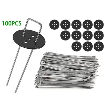 

100Pcs +4PCS Gasket Gardening Tools U-Shaped Ground Nail Fixing Nail Cloth Shade Net Nail Gardening Tools