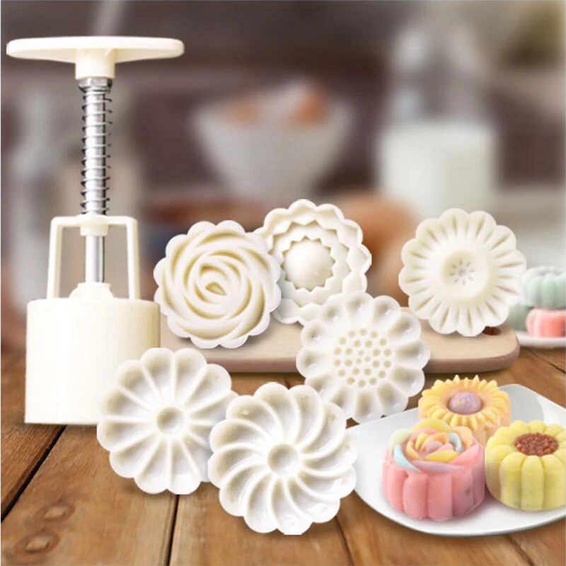 Ручная прессовка Mooncake плесень Праздник середины осени Китайский торт Друк DIY выпечки