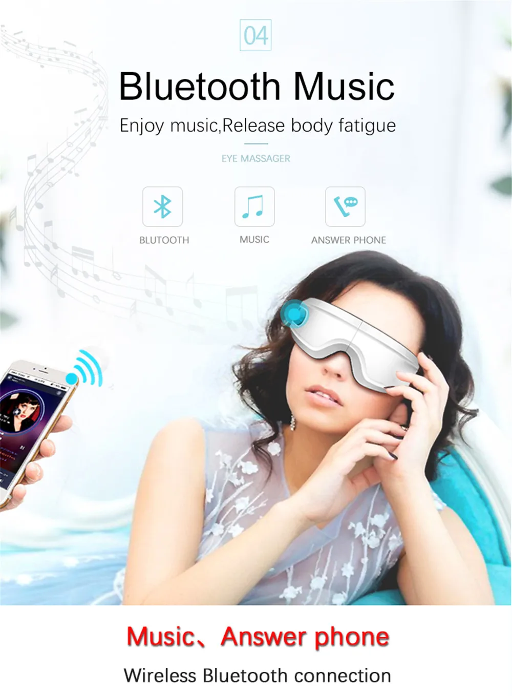 Домашняя мозговая волна помощь сна Eyecare интеллектуальная музыкальная помощь сна bluetooth-соединение Экологически чистая ткань