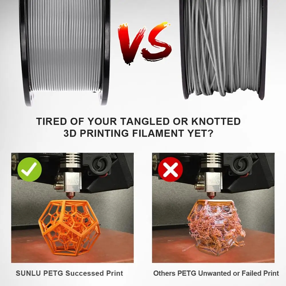 AW PETG Filament 1kg 1.75mm Tolerance 0.02mm FDM 3D Printer Material with Spool High Strength Non-toxic 100% No Bubble Filaments