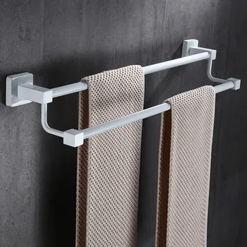 

304 Stainless Steel Bathroom DoubleTowel Bars Wall Mounted Bath Hardware Bathroom Accessories 40-60cm Black/White Free Shipping