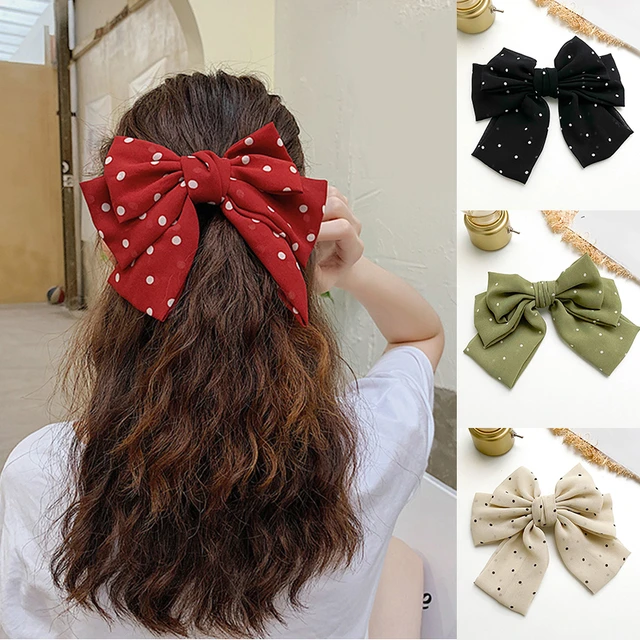 Korean Large Size Bowties Hairpin For Women Dots Hair Accessories Fashion Bowknot Hair Clip Hair Grip Girls Headwear - AliExpress