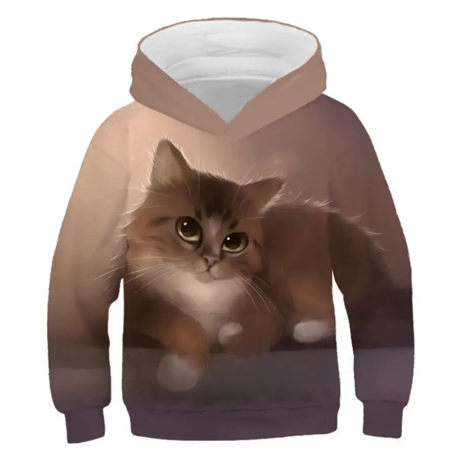 as picture Новая толстовка с капюшоном для детей милые 3D Мультяшные котята и повседневные забавные толстовки с капюшонами для мальчиков и девочек - Цвет: as picture