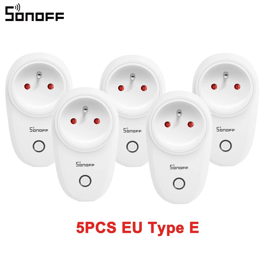 1/3/5PCS Itead SONOFF S26 WiFi Smart Plug EU Power Socket Wireless Outlet Timer Remote Control Works with Alexa Google Home 