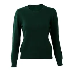 Осенне-зимние женские кашемировые свитера с круглым вырезом и длинными рукавами (темно-зеленый, XL)