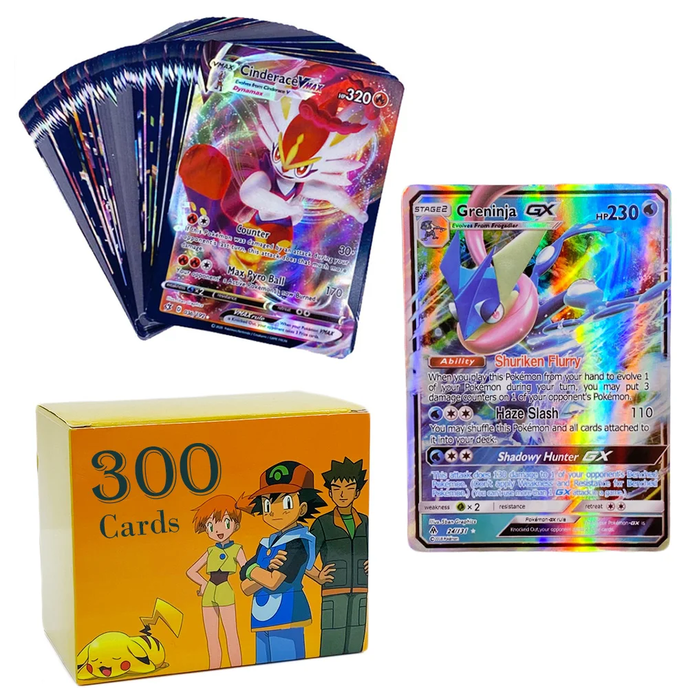 50-300 Uds Pokemon 200 V MAX 300 GX mejor vender a los niños batalla inglés versión juego equipo brillante Vmax TOMY tarjetas de Pokemon