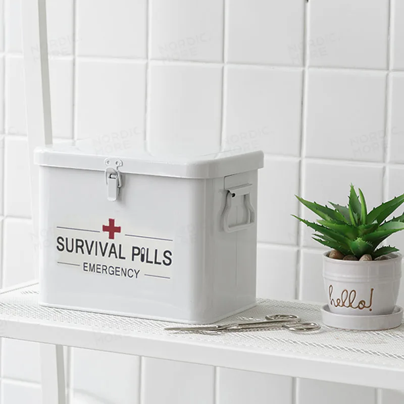 

OSKYER Household Medical Box Metal Emergency Survival Storage Box Medicine Cabinet Multi-layered Medical Kit Emergency Kits