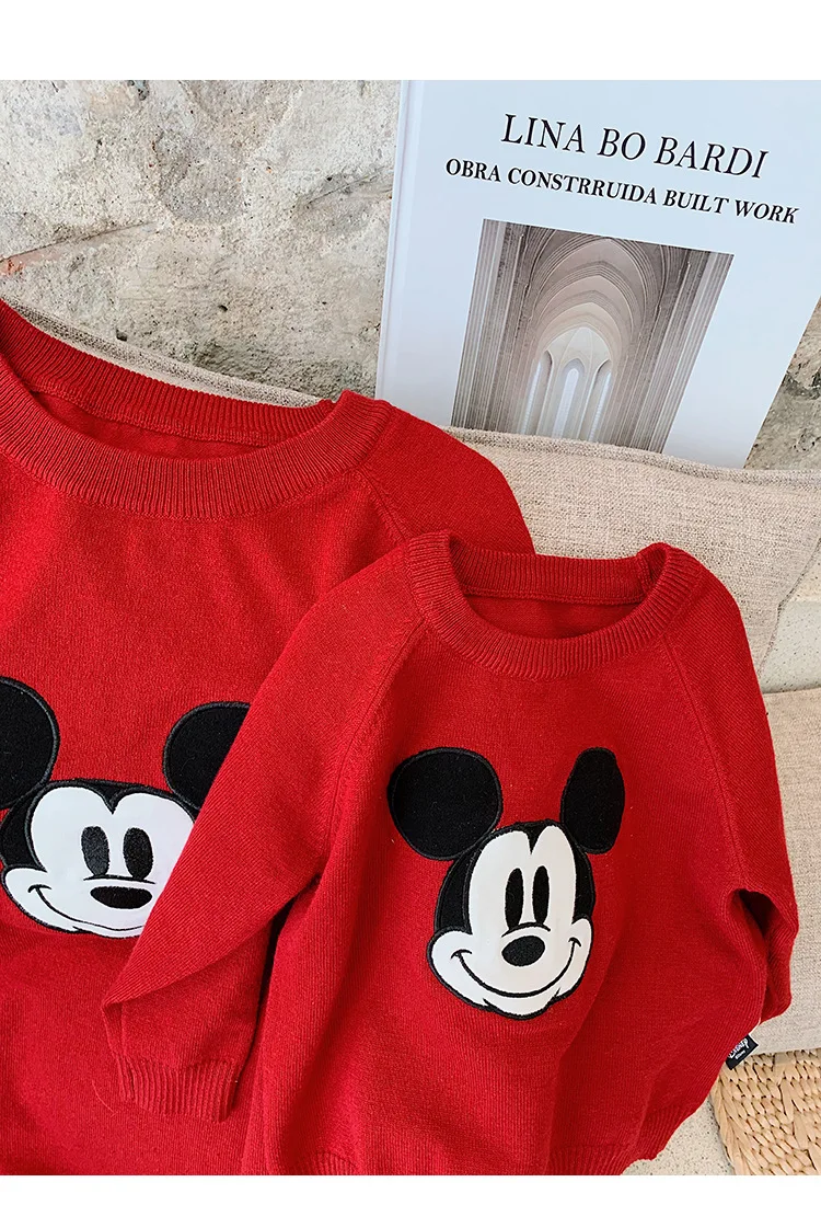 Одинаковые комплекты для семьи; пуловер с длинными рукавами и рисунком Микки Мауса; блузка для мамы и дочки; семейная одежда для мамы и дочки