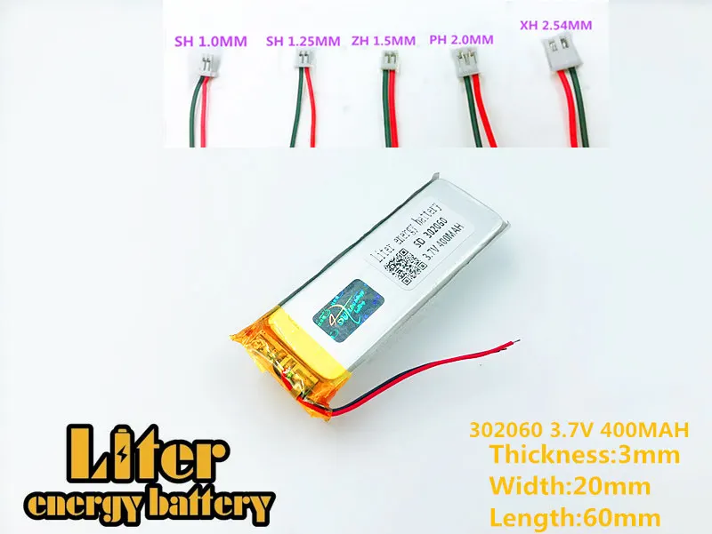 Полимерный аккумулятор 400 mah 3,7 V 302060 352060 302055 умный дом литий-ионный аккумулятор для dvr gps mp3 mp4 SONY md 10 батарея