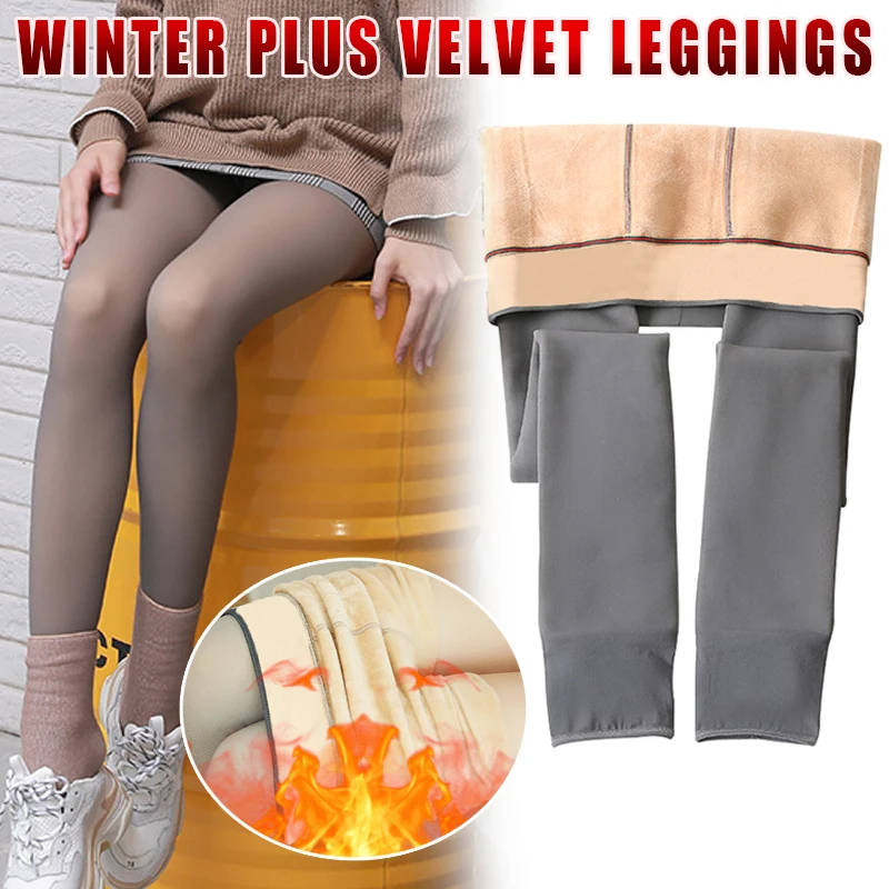 

High Quality Legs Fake Translucent Warm Fleece Pantyhose Women Soft Leggings Fleece Lined Pants Leggings NCM99