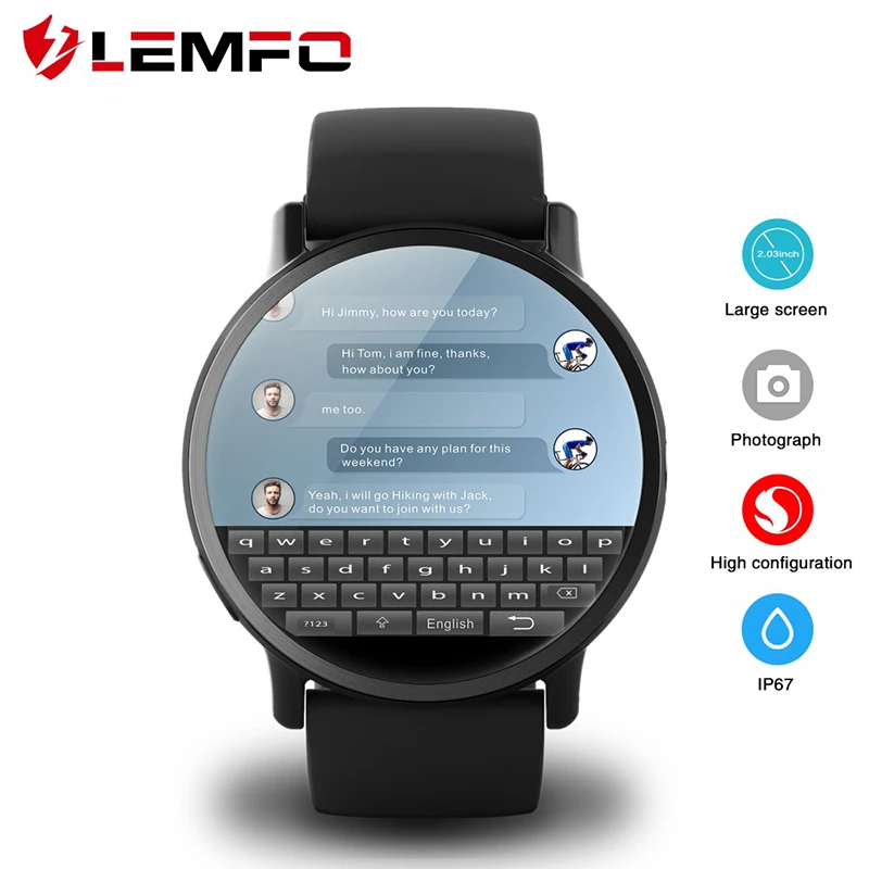 LEMFO LEM X 4G Smart Watch Android 7.1 With 8MP Camera GPS 2.03 inch Screen  900Mah Battery Sport Business Strap For Men - AliExpress Consumer  Electronics