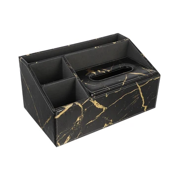 

1 Pc Leather Marble Vein Multipurpose Tissue Box Remote Controller Holder