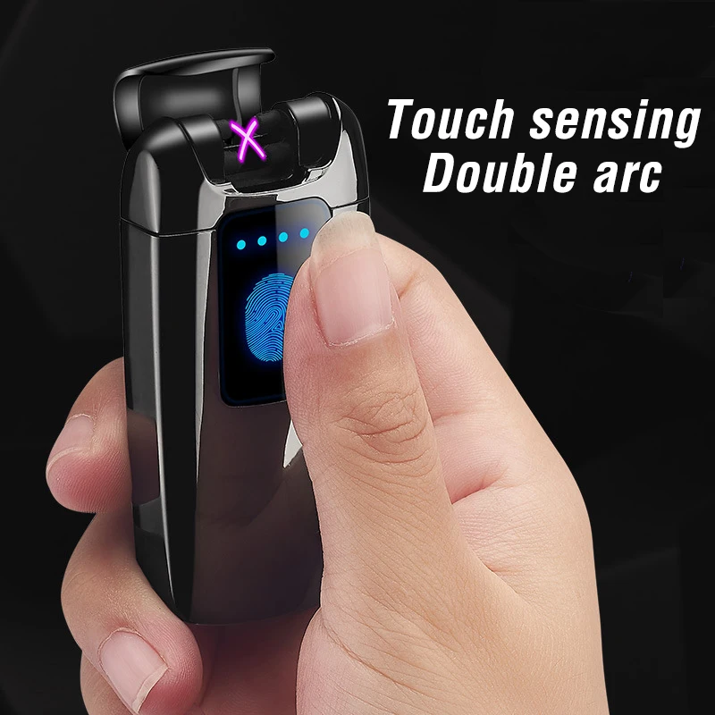 Новая двойная дуговая USB Электронная зажигалка для сигарет Сенсорное чувство