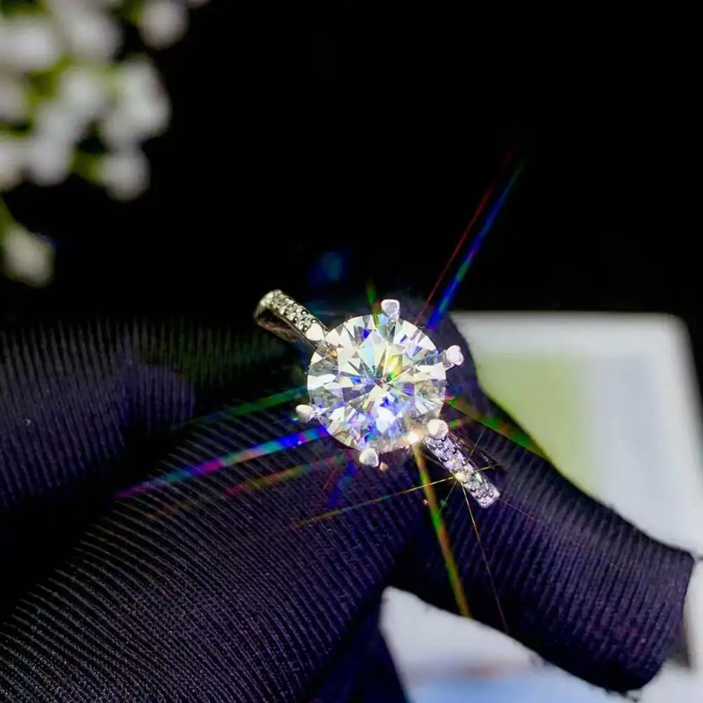Moissanite Индивидуальность дизайн новое кольцо, серебро 925 пробы, красивый цвет, сверкающий, 1 карат 2 карат алмаз D VVS1