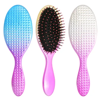 

Professional Anti-static Soft Cushioned Paddle Hairbrush Gradient Color for Adding Hair Shine Scalp Massage Comb