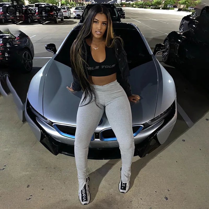 Chicology bandage split casual high waist long capri pants female thin trousers sweatpants women 2020 summer sexy streetwear Chicology bandage split casual high waist long capri pants female thin trousers sweatpants women 2020 summer sexy streetwear