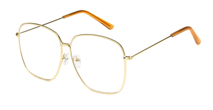 47095 негабаритных квадратных солнцезащитных очков для мужчин и женщин Модные Оттенки UV400 Винтажные Очки - Цвет линз: gold clear