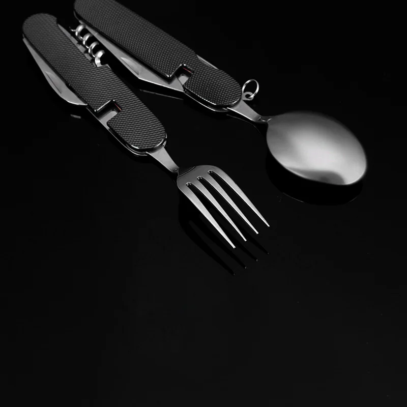 Multifunctional Folding Tableware Durable Outdoor Camping Hiking Picanic Travel Portable Practical 6 In 1 Multi Pocket Cookware