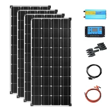 Kit completo de sistema de paneles solares para acampada, placa de carga de 480w, 400w, 12v, inversor fotovoltaico de 1000w para casa, RVs, remolque, barco