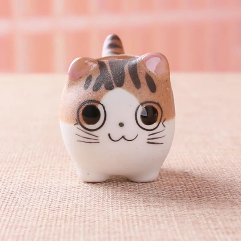 Creative cat ceramic animal succulents small flowerpot office living room home decoration small ornaments fake Plant bonsai - Цвет: 05