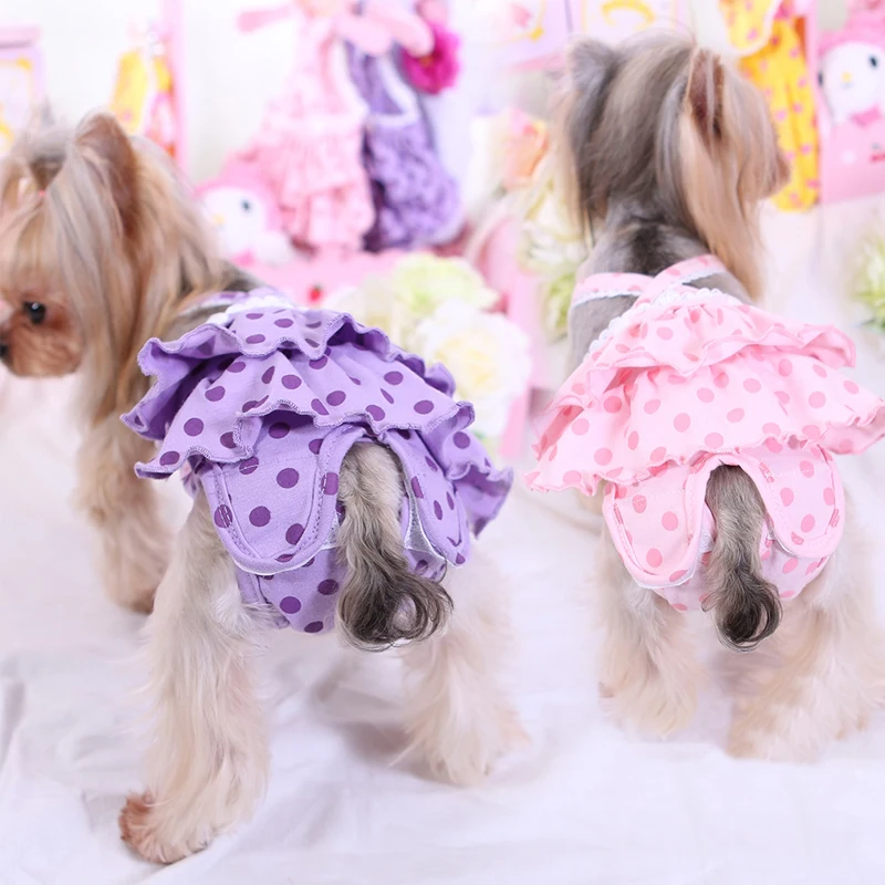 Трусики для собаки с регулируемым санитарным ремешком принтом в горошек нижнее