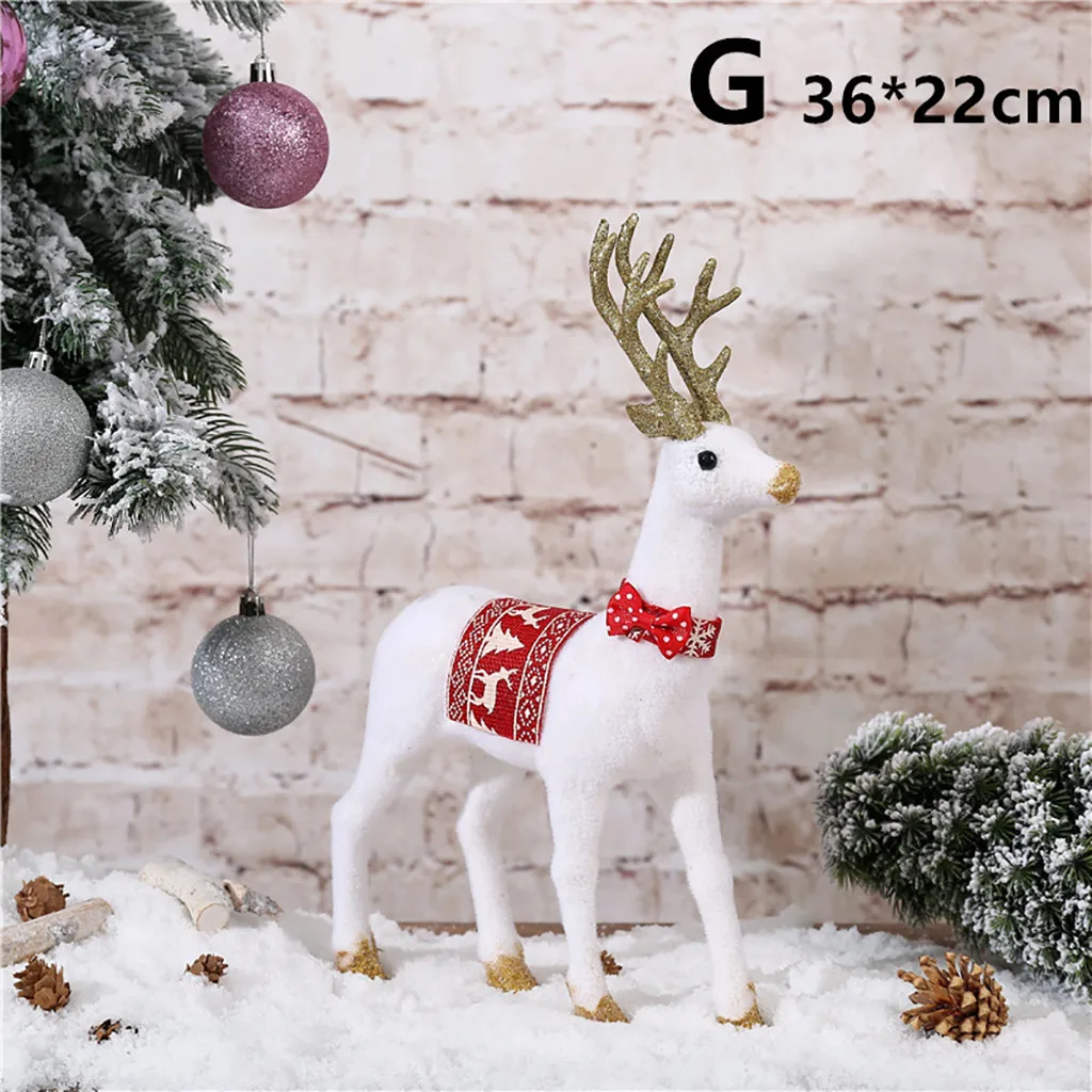 Navidad Christmas White Deer Simulation Deer Home Decoration Elk Doll Animal Model christmas decorations for home