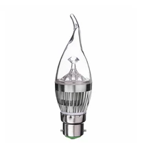 AC220V B22 3W затемнения 300-330lm светодиодный Люстра в форме свечи светильник лампы белый/теплый белый