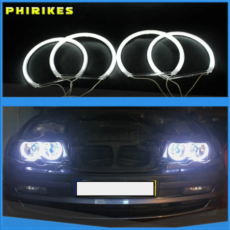

3 years warranty Hight quality 4x131mm CCFL Angel Eyes Kit Warm White Halo Ring For BMW 3 5 7 Series E36 E38 E39 E46 Demon Eye