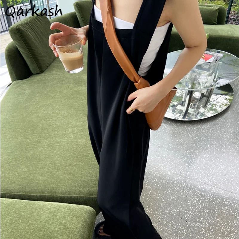 

Комбинезоны женские черные простые новые подходящие ко всему прямые в Корейском стиле Ulzzang Женская Полная Длинная тонкая уличная одежда для подростков Mujer Ins