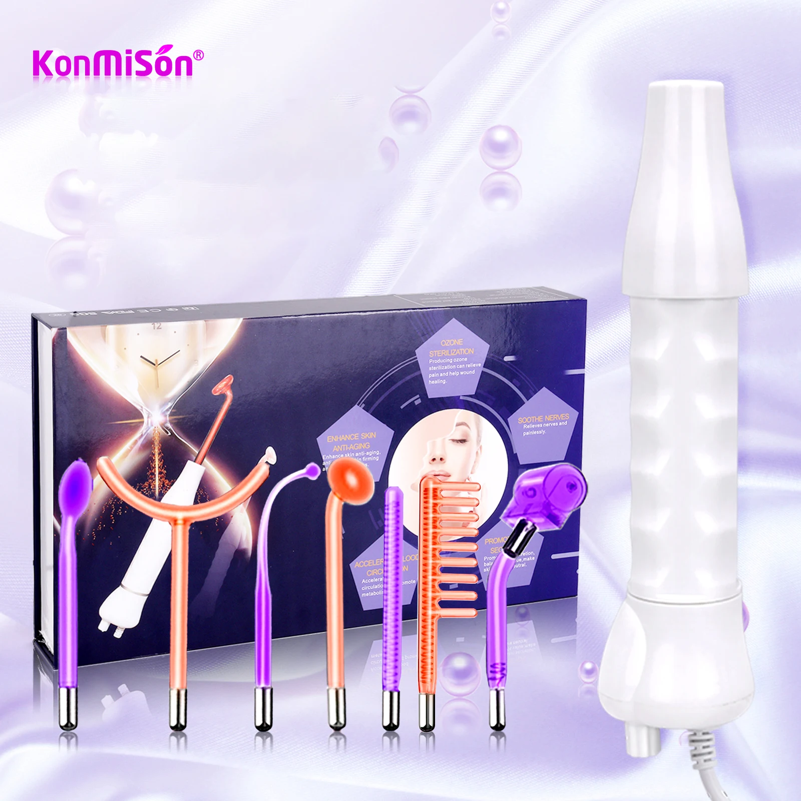 7 in 1 High Frequency Electrode Wand Facial Machine For Hair Face Electrotherapy Glass Tube Argon Treatment Acne Skin Care Spa single use rf plasma ablation wand for uterine fibroids treatment