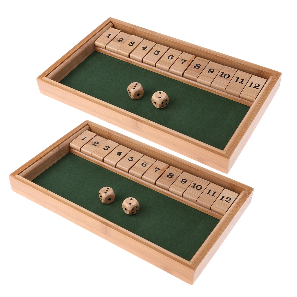 2X деревянные 12 цифр закрывают коробку игральные кости настольные игры для детей взрослых Забавный досуг