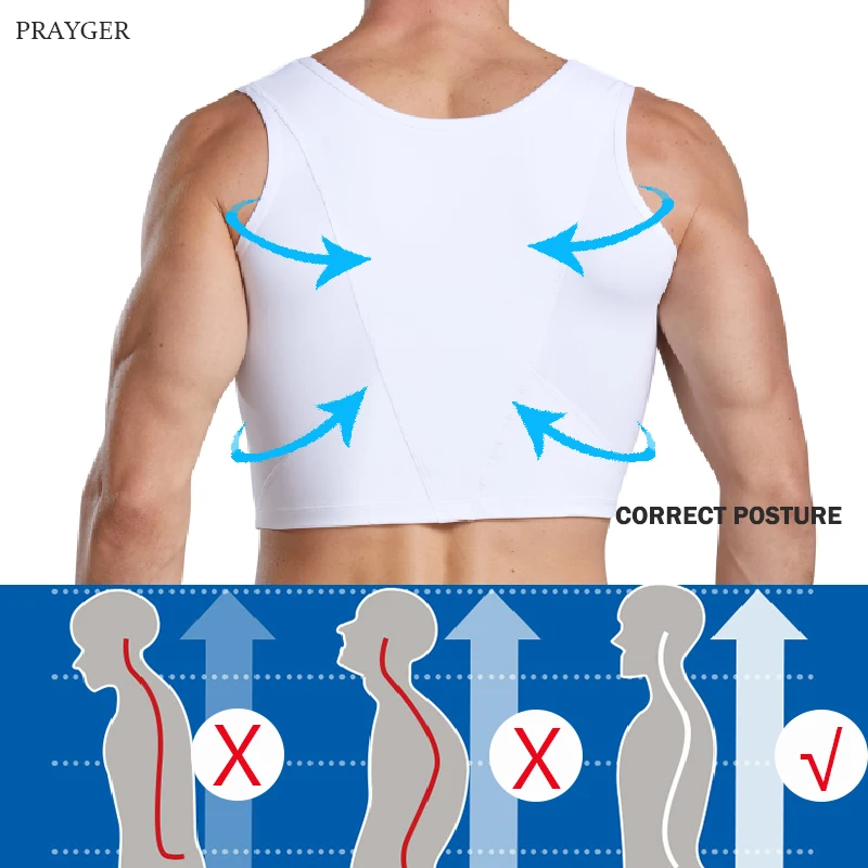 Men Shirt Corset Top Body Building Shaper Chest Corrector Posture Belly Back Compression Gynecomastia Boobs