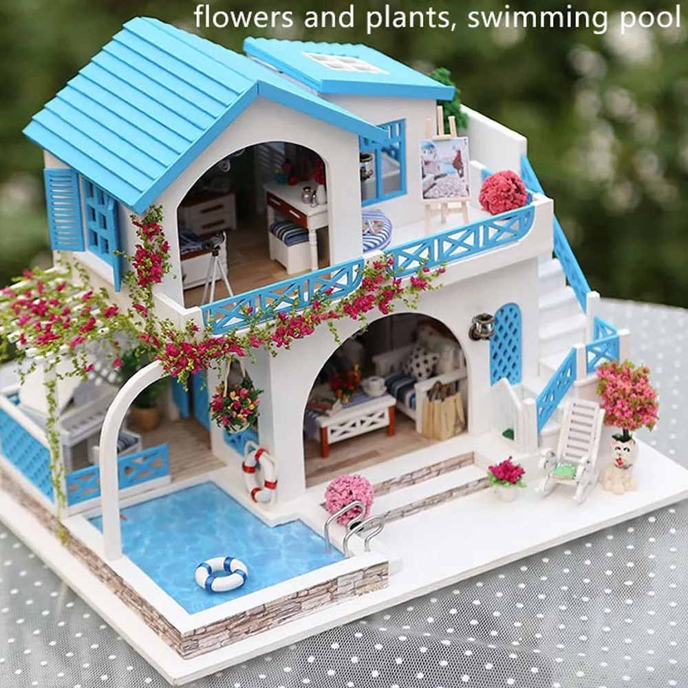 Miniature DIY Dollhouse Kit Toys Wooden DollHouse Furniture Model Building Kits Toy Gift Wooden Doll House Model For Kids Adult