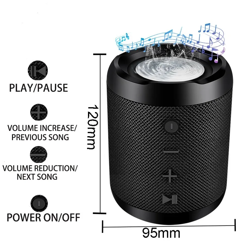Портативный мини Bluetooth динамик звуковая система 10 Вт стерео музыка объемный водонепроницаемый открытый динамик с TF USB AUX