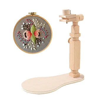 

Desk Embroidery Lap Stand Adjustable Cross Stitch Rack Frame Holder w/ Hoop DIY